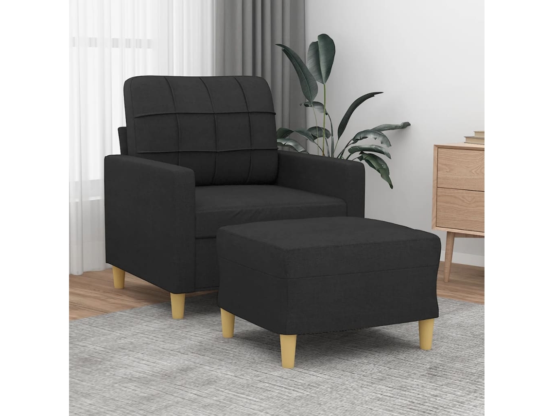 Vidaxl Poltrona Com Apoio De Pés 60 Cm Tecido Preto