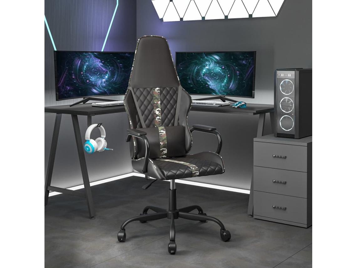 Vidaxl Cadeira Gaming Couro Artificial Preto E Camuflado