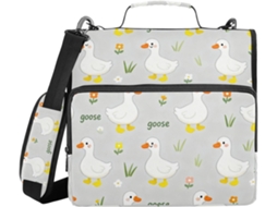 Pasta Organizadora Escolar White Gooses 1, 5 Polegadas Com 3 Argolas, Fecho, Alça De Ombro E Mão Ideal Escritório