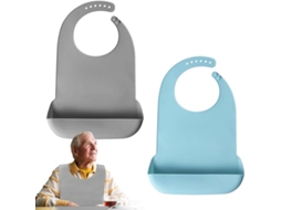 Babador de Silicone para Adultos com Coletor Migalhas Pacote 2 Unidades, Impermeável e Lavável, Ideal Idosos Pessoas Deficiênci AQUAFORGE