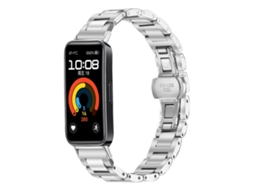 Bracelete para Huawei Band 10/9/8 de Aço Inoxidável com Fecho Borboleta Prateada XIAOMOYU