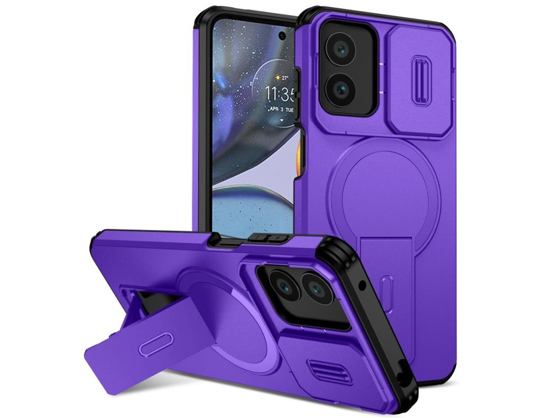 Capa Para Telemóvel Zruxe Compativel Com Motorola Moto G Play 4g 2024 / G22 (suporte Magsafe - Proteção Deslizante - Roxa)