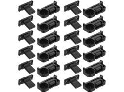 Conjunto Genérico De 12 Conectores Rápidos Ajustáveis Para Móveis E Armários Modulares, Na Cor Preta, Em Abs, Com Design