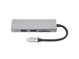 Divisor USB C 5 em 1 Hub com Saída de Vídeo 4k 5gbps Suporte a Cartões de Armazenamento | S/MARCA