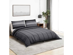Vidaxl Conjunto De Capa De Edredão 200x200 Cm Algodão Cinza-escuro