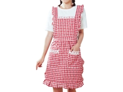 Avental Linjou vermelho xadrez de algodão com bolsos, modelo 2026, ideal para cozinha, confeitaria e aniversários.