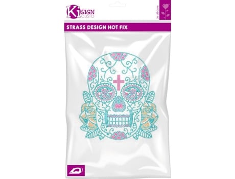 Transfer Termoadesivo Com Prego E Strass Crânio Mexicano Metal 1 Ki Sign