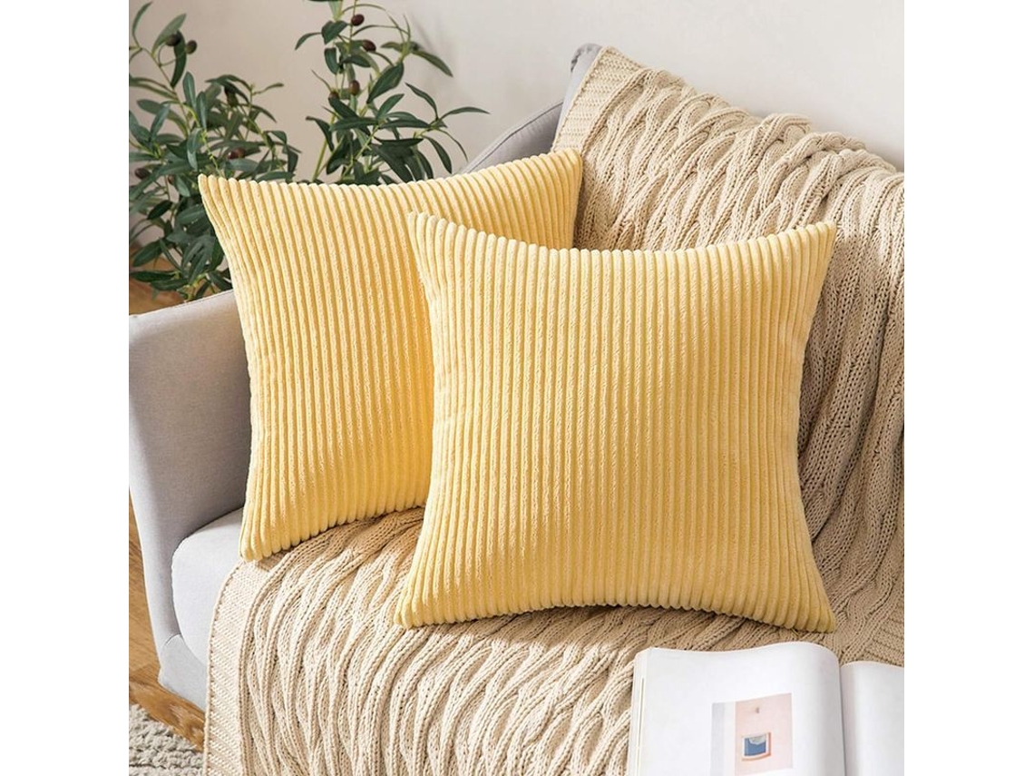 2 Capas de Almofada Quadrada de Veludo Listrado 45x45cm | S/MARCA