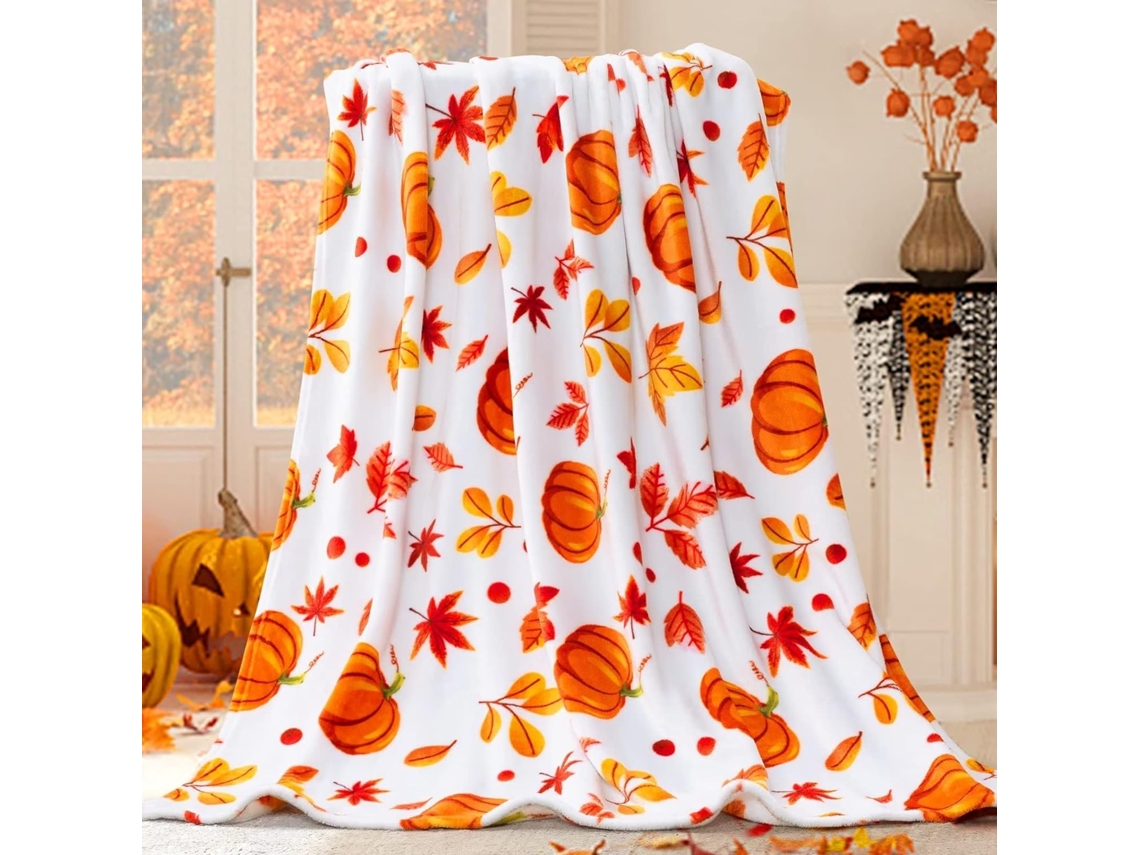 Manta Outono, Halloween Abóbora, Pelúcia, Decoração Outono, Manta Macia de Lã, Manta Piquenique para Sofá, Poltronas (127 Cm X 152 Cm