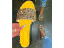 2026 zapatos Planos Deslizantes de Brillo para Mujer Sandalias Casuales