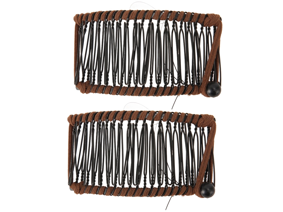 2 Peças Pinças De Cabelo Banana Metal Tecido Fio Fácil Operação Estilo Vintage Clincher Pente Marrom Escuro