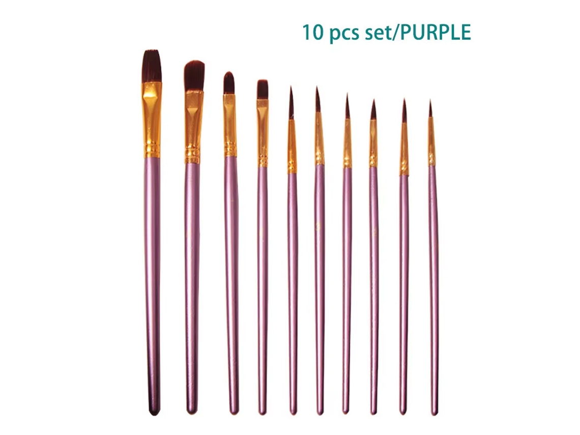 10conjunto De Pincéis De Náilon Para Crianças, Pincel De Nylon Com Cabo Roxo SUNNY SPACES