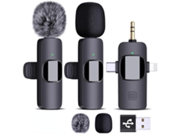 Microfone De Lapela Sem Fio Para Iphone/ Telefone Android/ Câmera/ Laptop Aquaforge