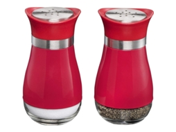 Conjunto De Sal E Pimenta (2 Peças) Elegante Com Base De Vidro Transparente Design Clássico Recarregável (vermelho)