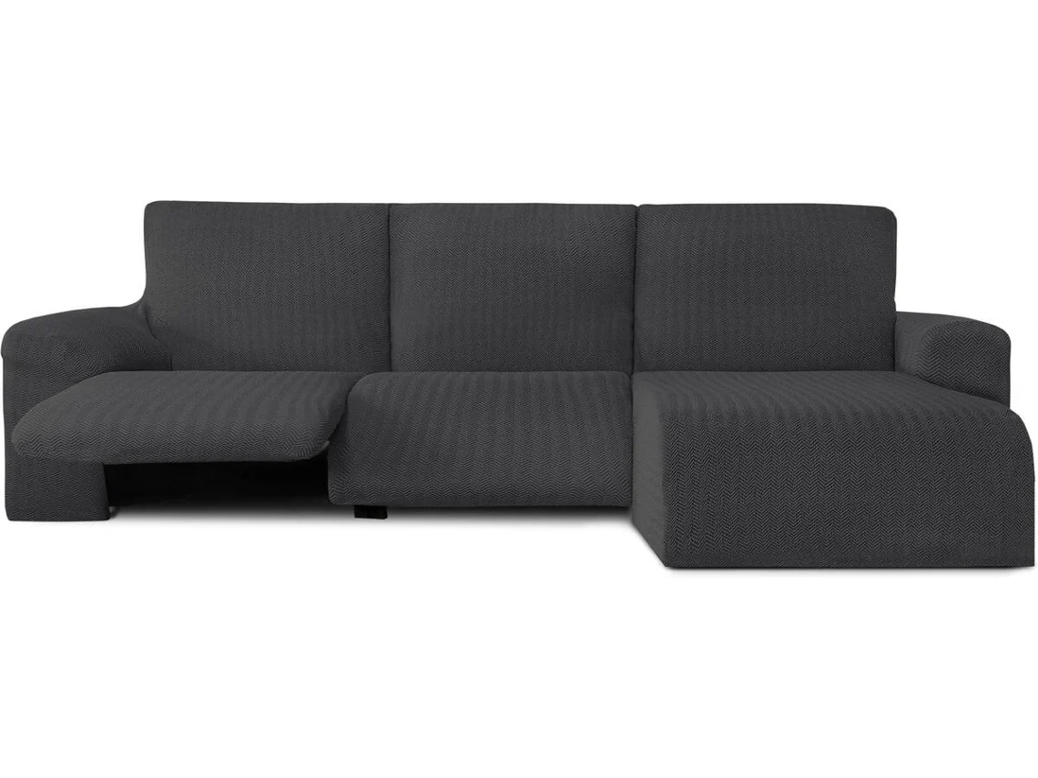 Capa de Chaise Longue Relax Direita EYSA Premium Jaz Tecido Multielástico (360 x 120 x 120 cm - Poliéster e Algodão - Gris Oscuro)