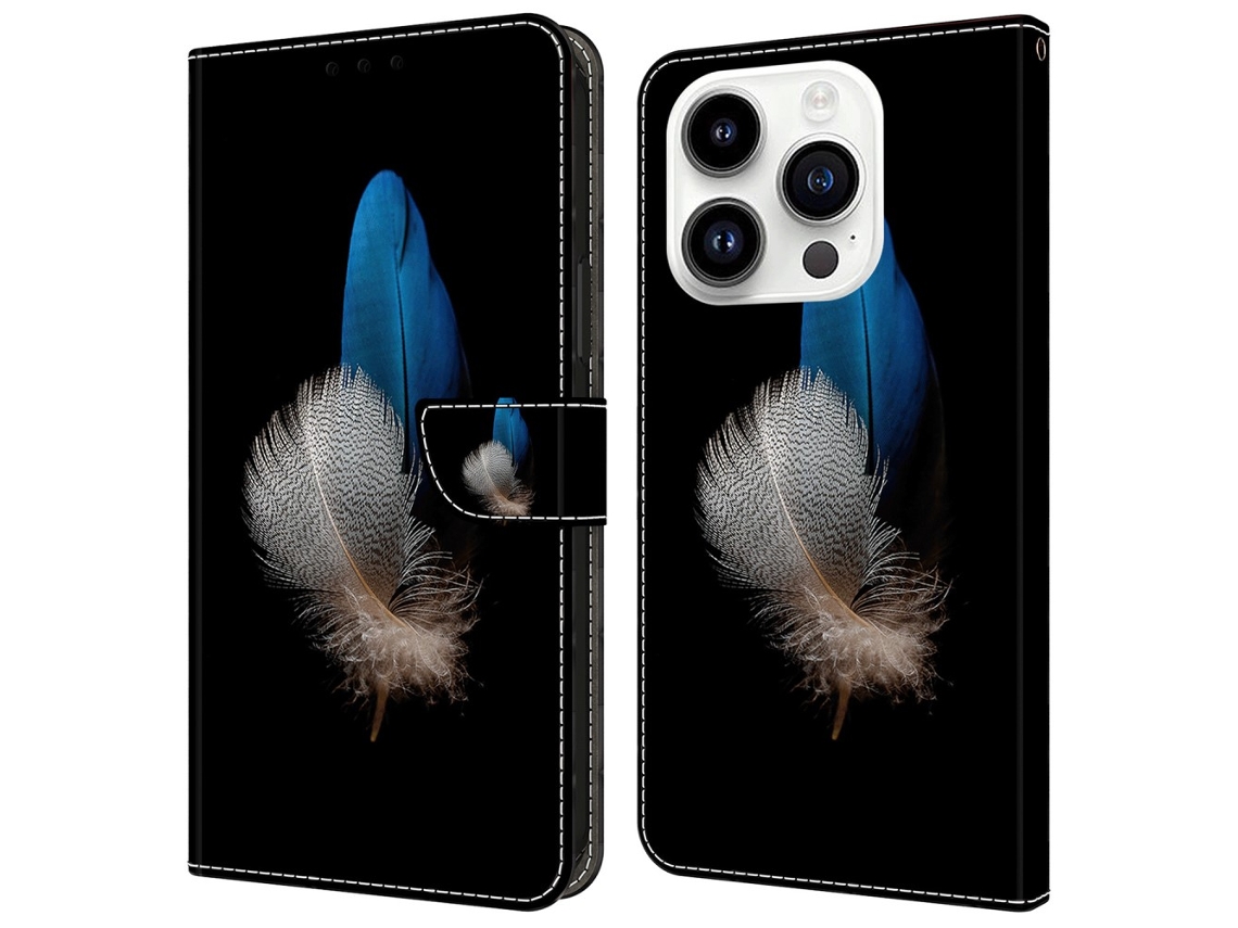 Capa Em Couro Pu Com Suporte Para Apple Iphone 16 Pro Max - Duas Penas