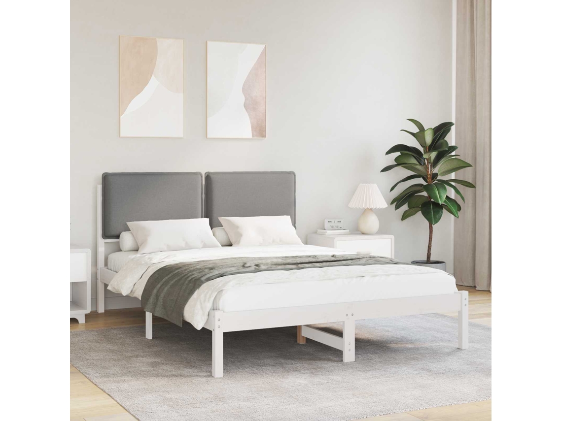 Vidaxl Estrutura De Cama Com Cabeceira Estofada Cinzento-claro