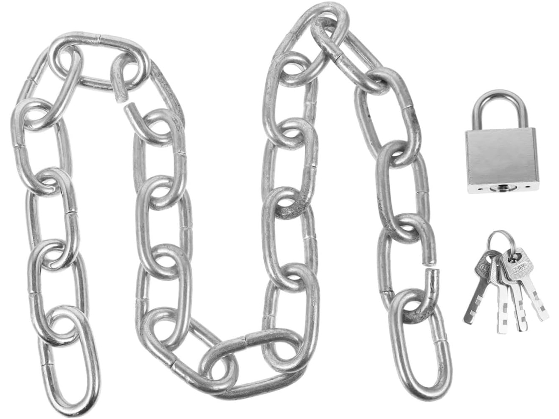Conjunto De 1 Cadeado De Corrente Para Bicicleta Com Trava - Uso Geral