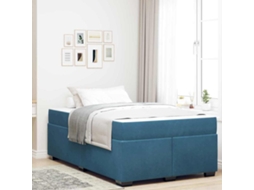 Vidaxl Estrutura Da Cama Com Colchão Azul Escuro 120 X 200 Cm Tecido