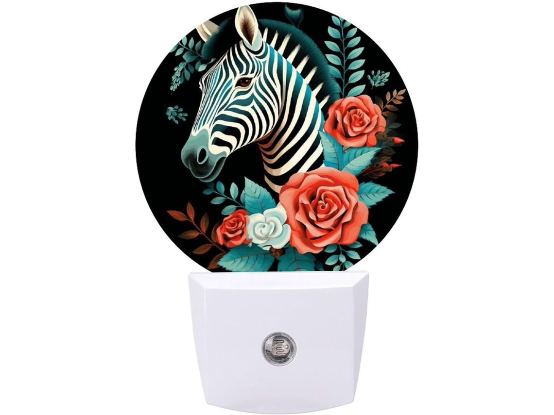 Luminárias De Parede Com Estampa Zebra Em Fundo Melão, Luzes Noturnas De Led Com Sensor Movimento, Luz Branca Quente