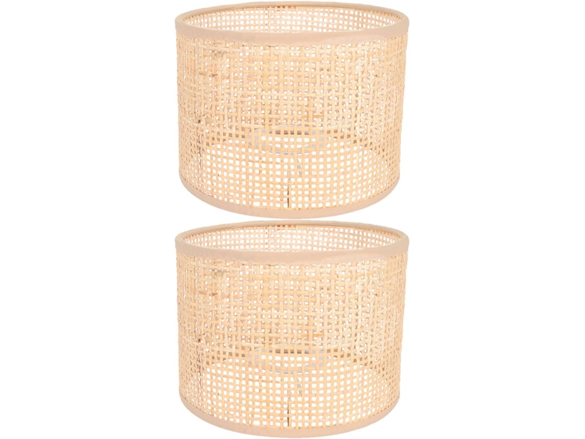 Conjunto De 2 Abajures Rústicos De Rattan, 16x12 Cm