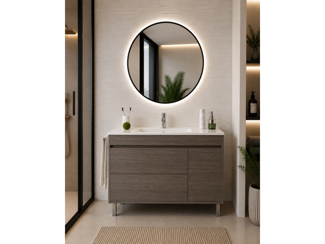 Móvel De Casa De Banho Com Lavatório Origenbath Caprera Sem Espelho 60x45 Cm Carvalho Smoky