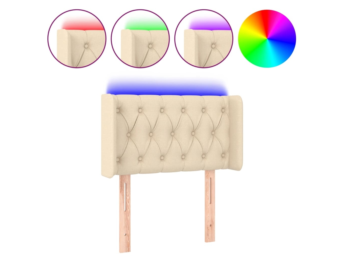 Cabeceira de Cama com Luzes Led Tecido Cor Creme MAISON EXCLUSIVE (83x16x78 cm)