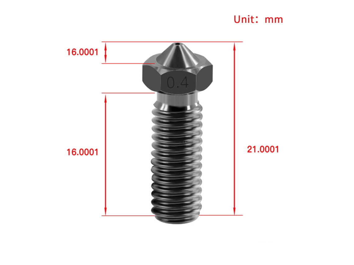 Boquilla De Acero Templado Para Impresora 3d Volcano 0.2-1.0mm Hilo 1.75mm Extruder M6 Resistente A Altas Temperaturas