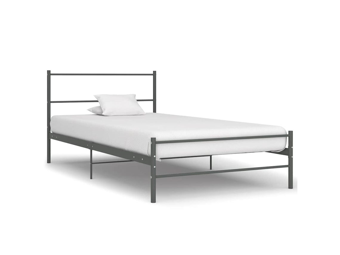 Vidaxl Estrutura De Cama 90x200 Cm Metal Cinzento