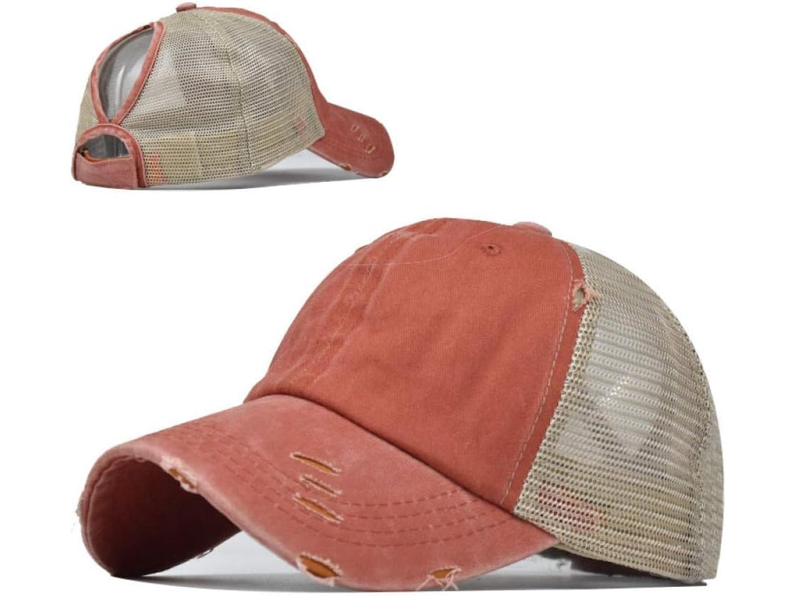 Boné com Abertura para Rabo de Cavalo S/MARCA, Tela, Ventilação, Feminino, Ajustável
