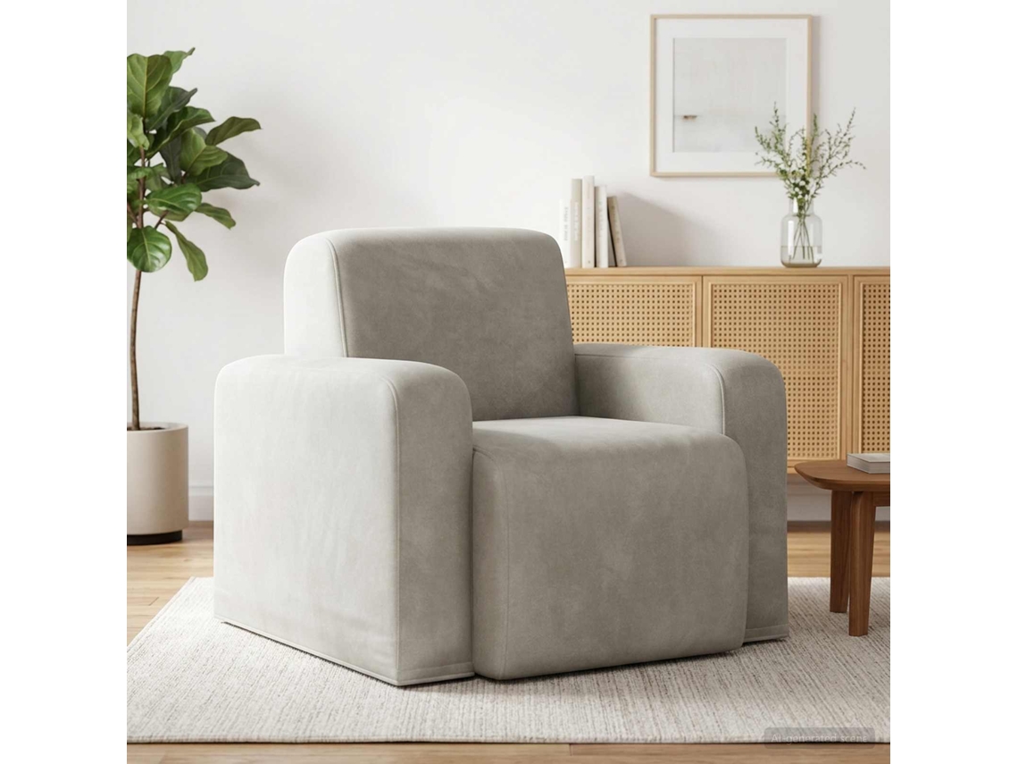 Vidaxl Poltrona Creme Veludo