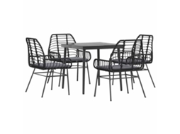 Garden Dining Set, Garden Dining Sets Vidaxl Preto Rattan / Vime (80 Cm Table Length)