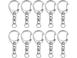 Conjunto De 10 Argolas De Chaveiro Em Liga De Zinco Com Elos Para Corrente, Acessórios Para Confecção.