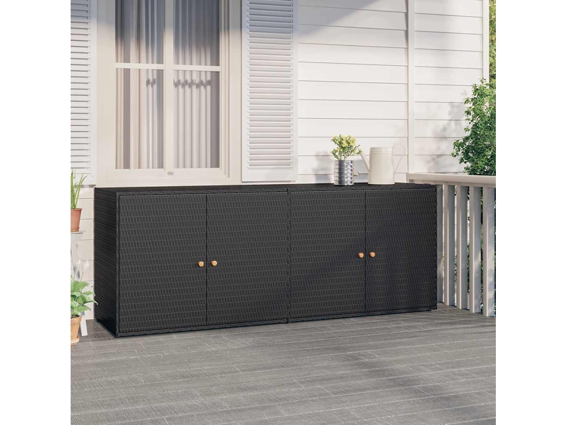 Vidaxl Armário De Jardim Preto 198x55,5x80 Cm Vime Sintético
