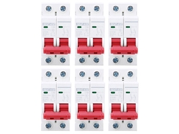 6 Peças de Interruptor de Circuito Mcb Dz47 63z Dc500v 2p 32a Protetor Solar Contra Sobrecarga e Fuga