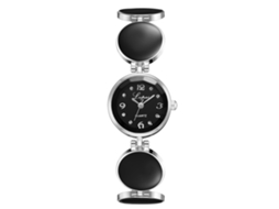 Relógio de Pulso Feminino Casual Quartzo com Pulseira de Liga Prata Preta