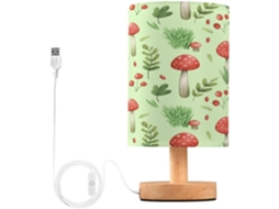 Abajur De Cabeceira Em Formato Cogumelo Para Quarto, Abajur De Cabeceira Led, Luminária De Leitura Com Portas Usb E