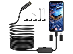 Câmera Endoscópica, Câmera De Inspeção De Tubos Hd 1920p, Câmera Endoscópica Ip67 Com 8 Luzes Led, Cabo Semi Rígido De 5 M Brilvibera