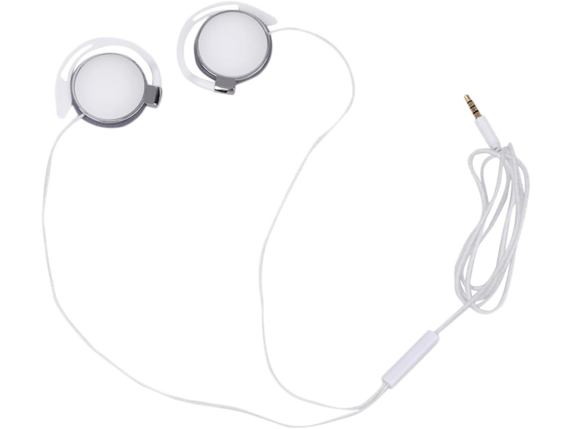 Fone De Ouvido Esportivo Com Design Gancho Para Orelha, Branco, 3,5 Mm