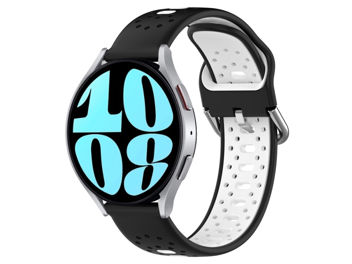 Bracelete para Samsung Galaxy Watch 6 Silicone Respirável Duas Cores 20mm Preto + Branco XIAOMOYU