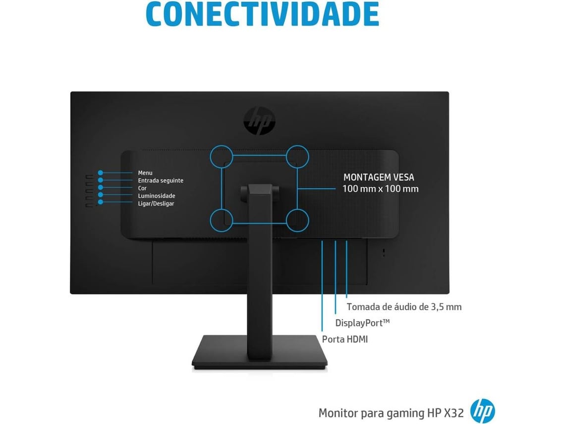 Monitor Gaming HP X32 2V7V4E9 (31.5'' - 165 Hz - 1 ms - AMD FreeSync)