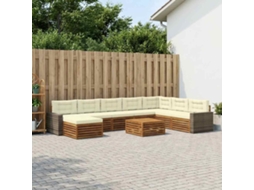 Vidaxl Conjunto De Sofás Para Exterior 9 Unid. Natural E Creme