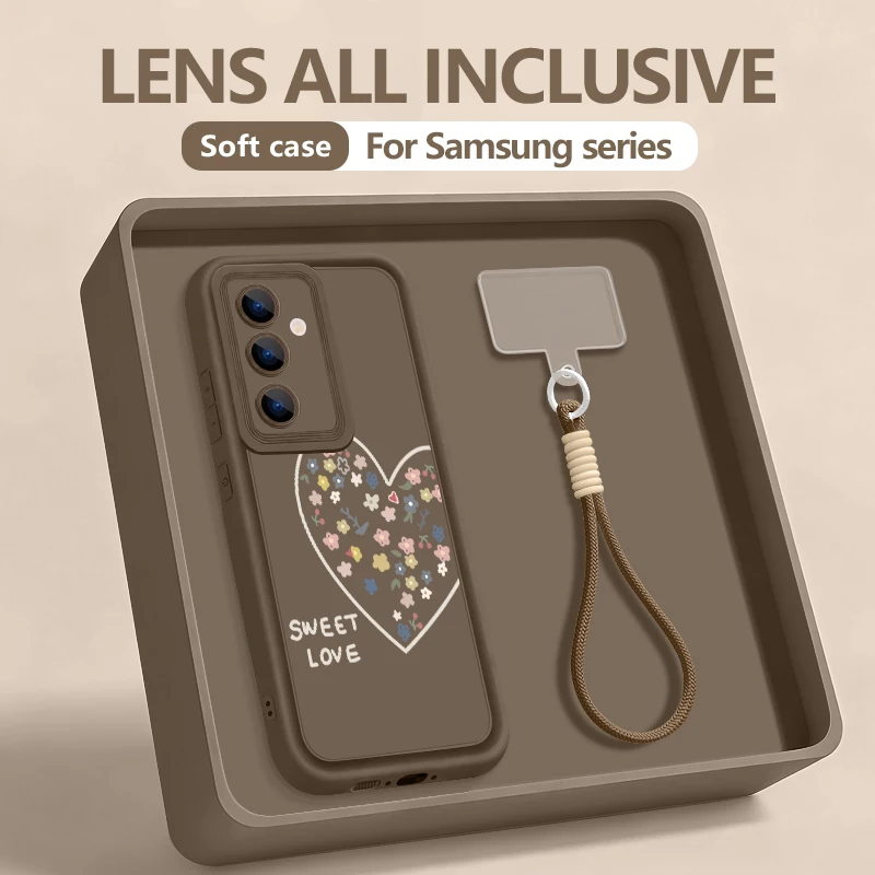 (café) Capa Para Celular Galaxy S21 Fe 5g Com Cordão Em Formato De Coração