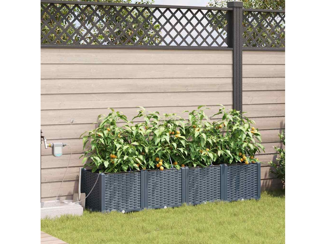 Vidaxl Vaso De Jardim 4 Unid. Cinzento-claro 160 X 40 X 37,5 Cm Pp