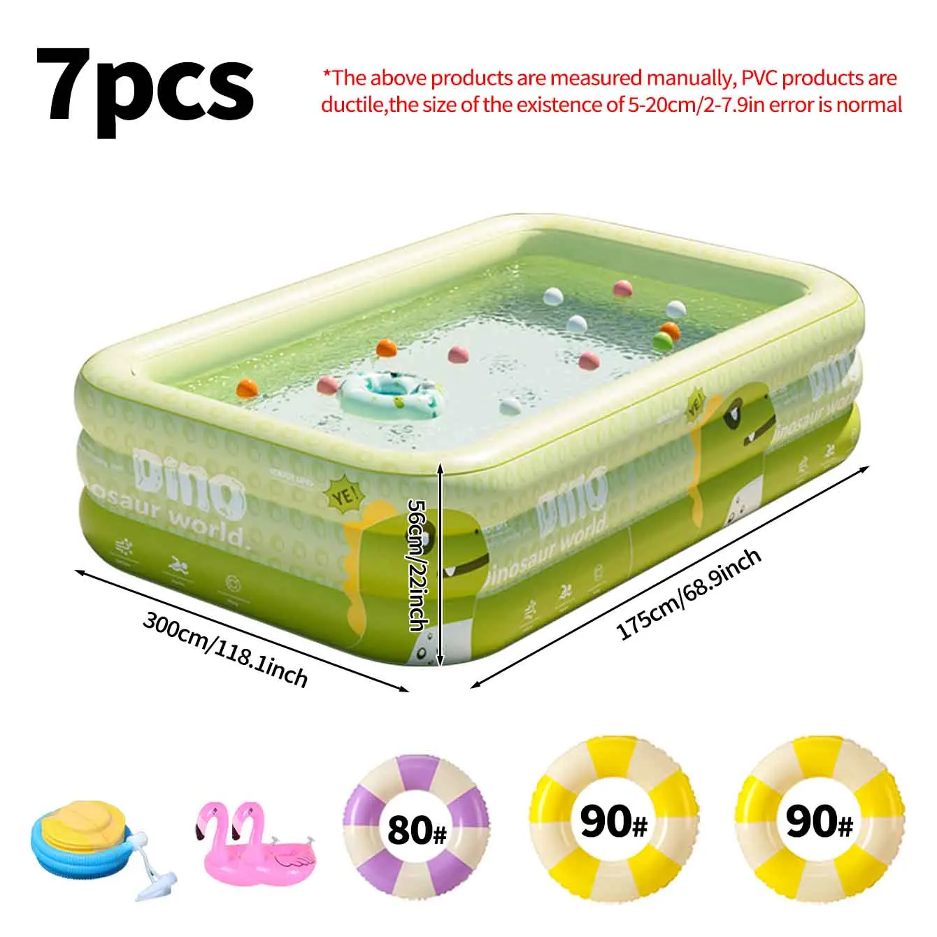 (conjunto De 3 Metros) Piscina Inflável Retangular Em Pvc Reforçado.