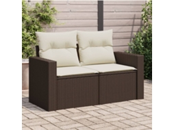 Vidaxl Sofá De Jardim Com Almofadões 2 Lugares Vime Pe Castanho