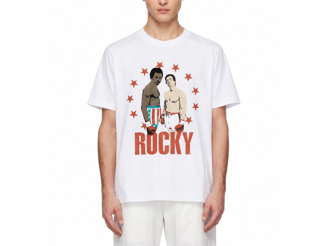 Rockinstone Rocky Movie Star Circle White Adult T-shirt Size:l