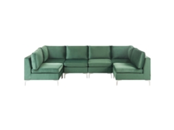 Sofá En Forma De U Beliani Evja De Terciopelo Verde 300x150x84