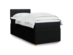 Vidaxl Cama Com Molas/colchão 100x200 Cm Tecido Preto