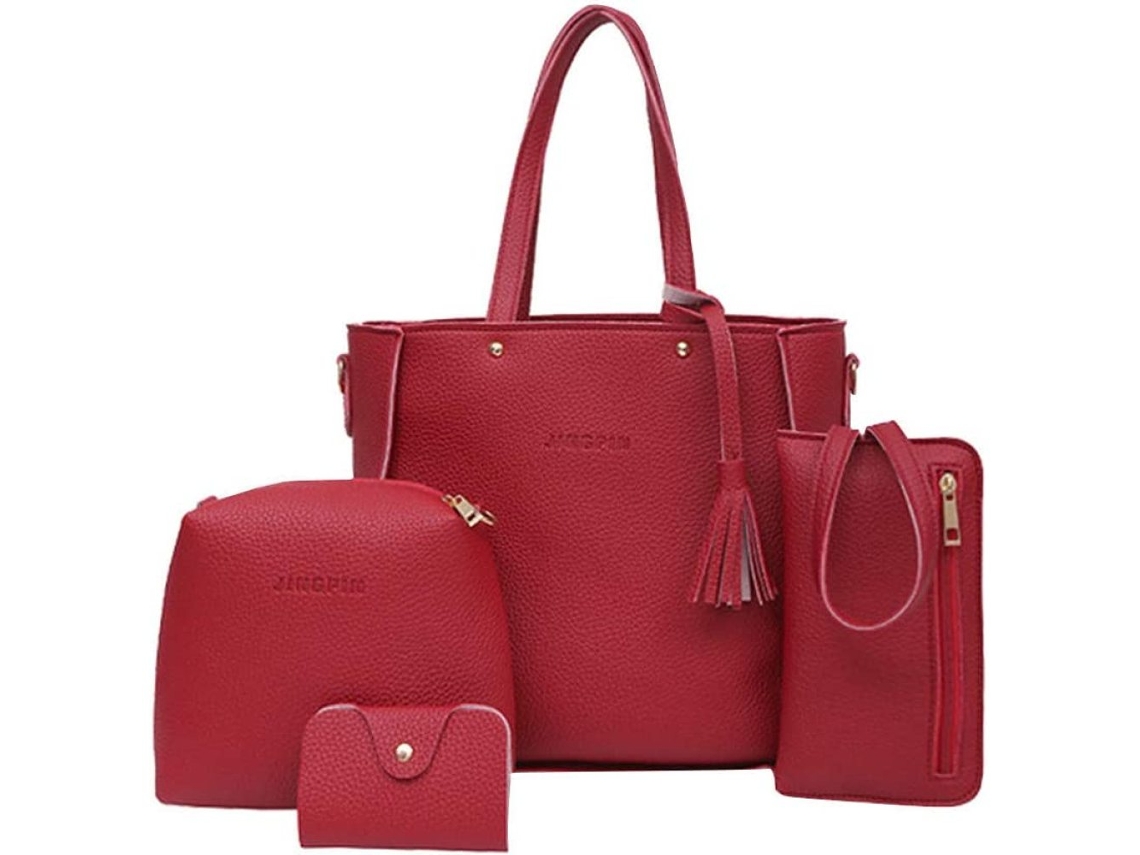 Conjunto de Bolsas Femininas Vermelho Quatro Peças